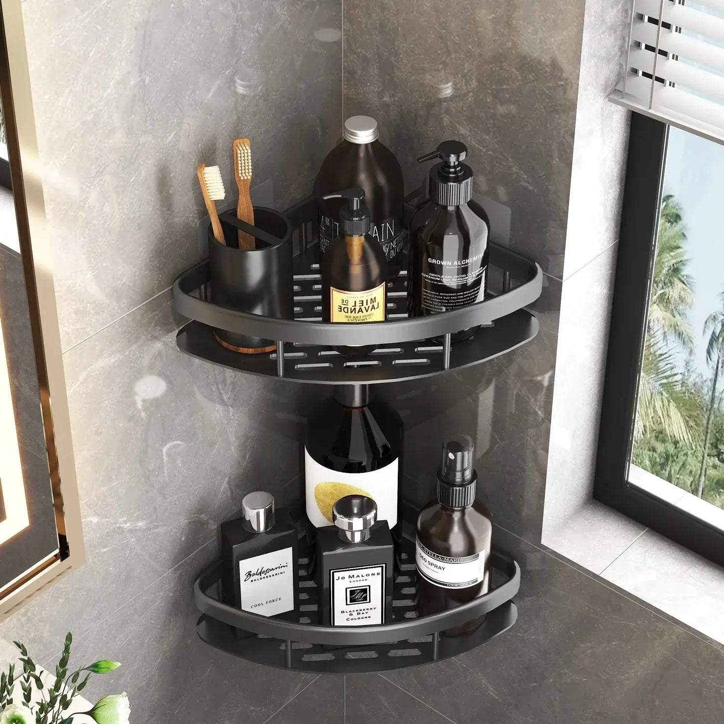 Sustainable Corner Bathroom Shelf