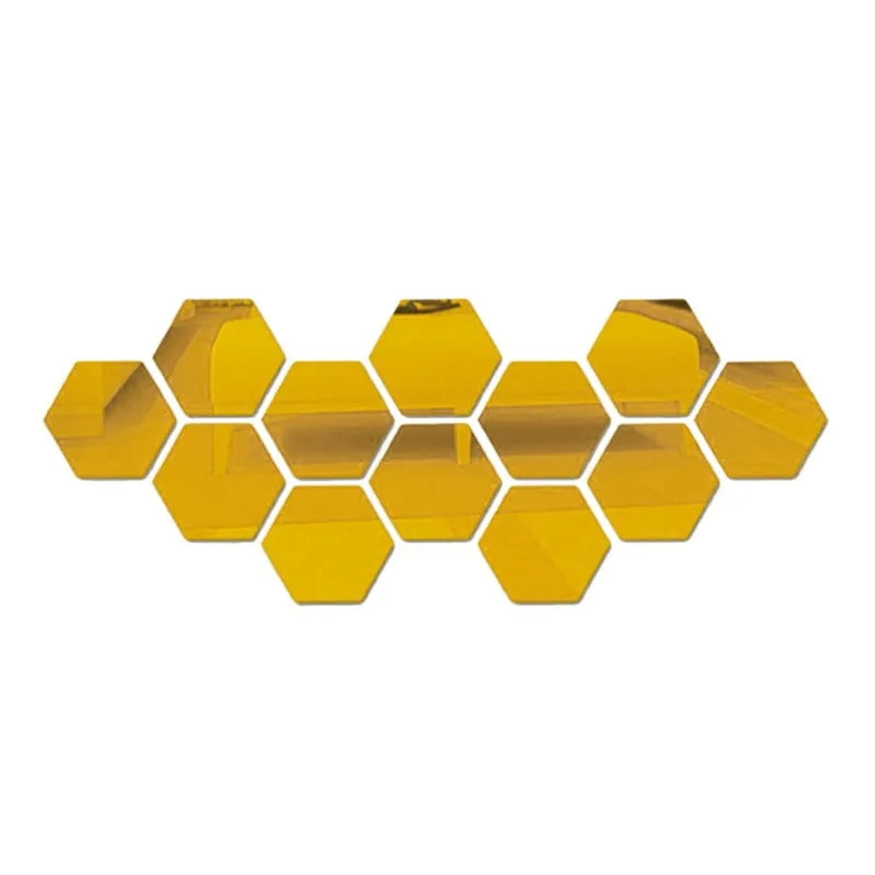 12-Piece Hexagon 3D Mirror Wall Sticker